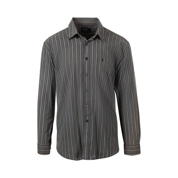 Grey Stripe Ralph Lauren Button-Up (XL) - Spike Vintage
