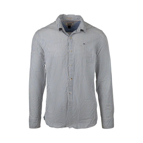 Tommy Hilfiger Blue Stripe Button Up (L) - Spike Vintage