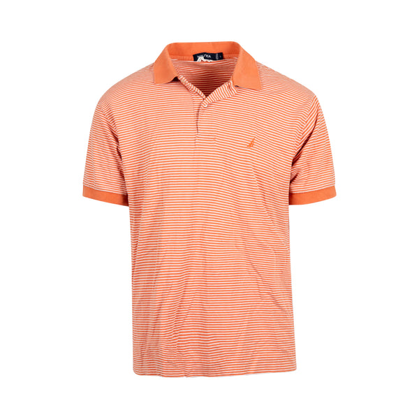 Nautica Salmon/White Stripe Polo Tee (M-L)