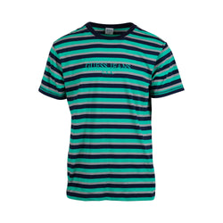 Guess Teal Tricolour Stripe Tee (L) - Spike Vintage